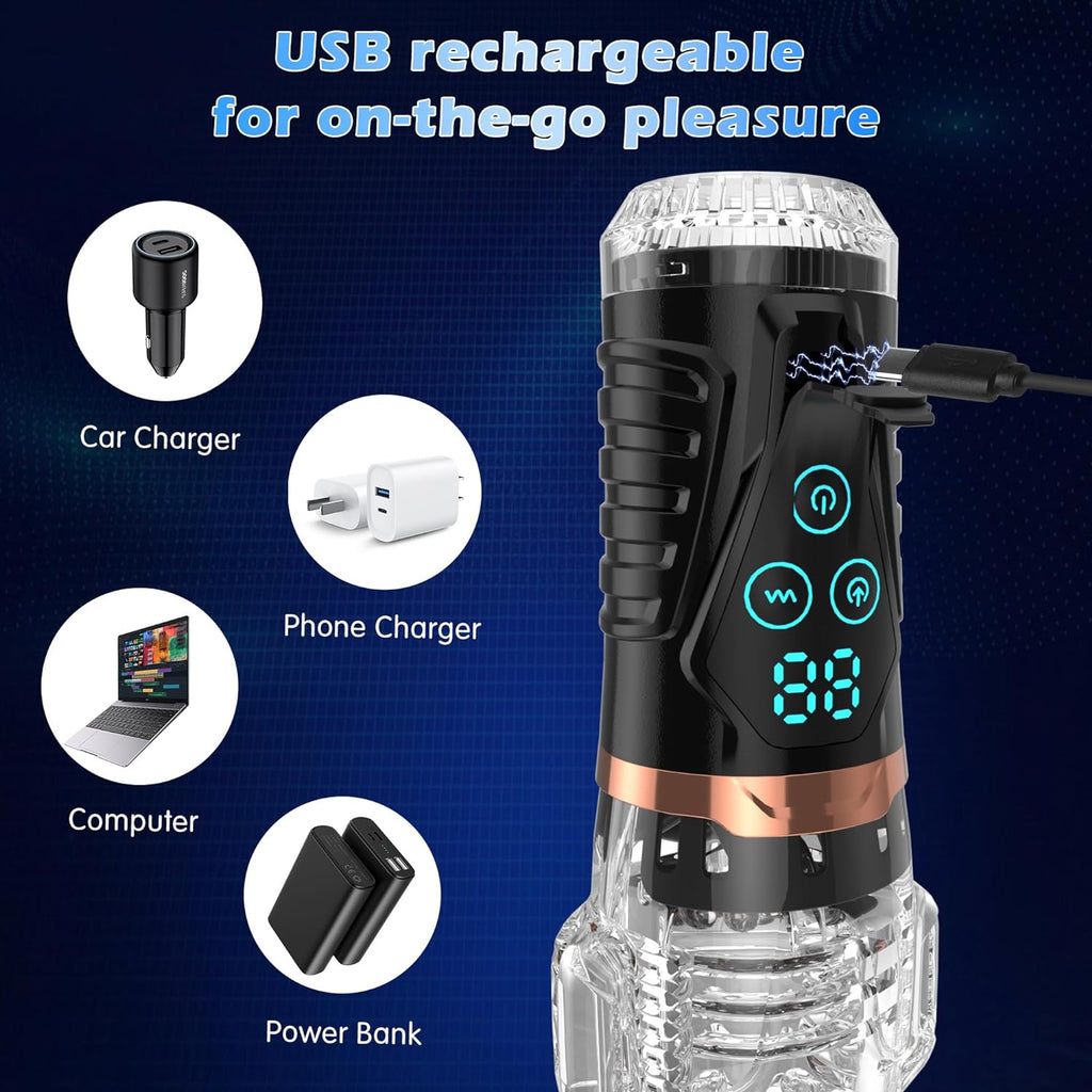 Automatic Masturbator Penis Trainer Vibrator Stroker with 10 Powerful Vibrating Modes