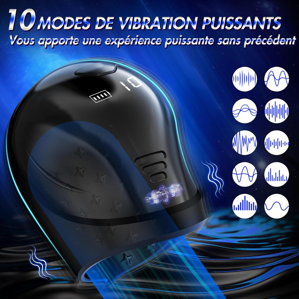 Vibromasseur Pour Pénis Sex Toys - Masturbateurs Masculins Avec écran LCD & 10 Modes de Vibration, Stimulateur de Glande à 360°, Appareils Masturbateurs Cup Sex Toýs Homme Sex Toys Pour Homme