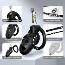 Charger l'image dans la galerie, Sex Toýs Homme Couple Cage de Chasteté Pénis avec Chastity Cage Plug,Harnais Réglable et Ceinture de Chasteté avec Anneaux de 3 Tailles avec Accessoires de bondage BDSM
