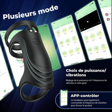 Charger l'image dans la galerie, Anneaux de Pénis Sex Toys, Silicone Anneau Penien - Anneau Homme Vibrant avec 9 Modes de Vibration pour homme, Cockring Sex Toýs Couple à Distance, Jouets Pour Améliorer les Performances Sexuelles