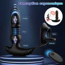 Charger l'image dans la galerie, Masseurs de Prostate Vibrant avec Anneaux de Pénis avec 9 Modes de Poussée &amp; de Vibration, zadicc Vibrateurs Anaux Télécommandé pour Jouets Sexuels pour la Stimulation Anale Couple,Étanche,