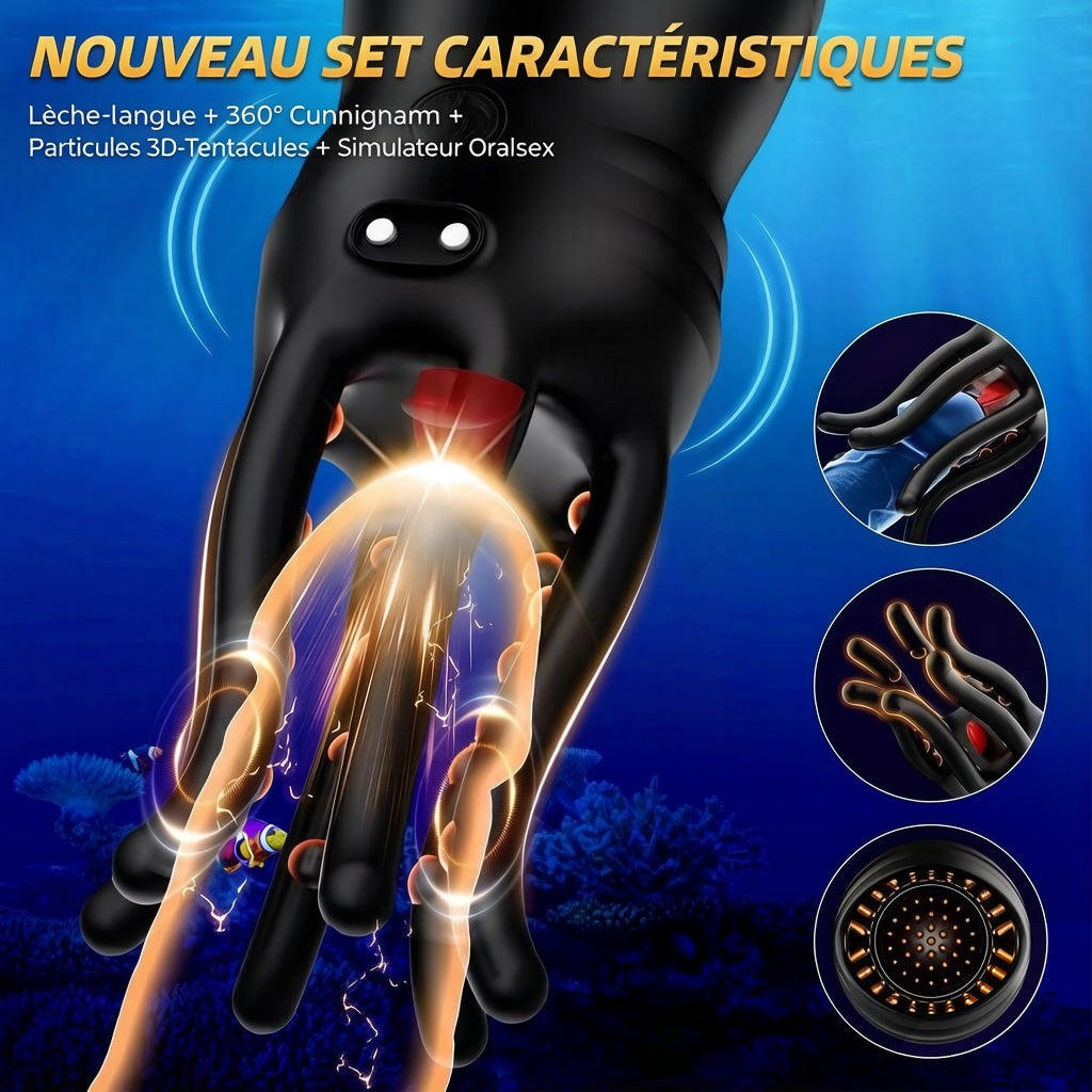 Masturbateur pour Hommes avec Stimulation du Gland, Jouet Sexuel Vibrant 10 Modes, Set de Vibrateurs pour Sexe Oral et Solitaire, Jouet pour Couples, Poche Moulante