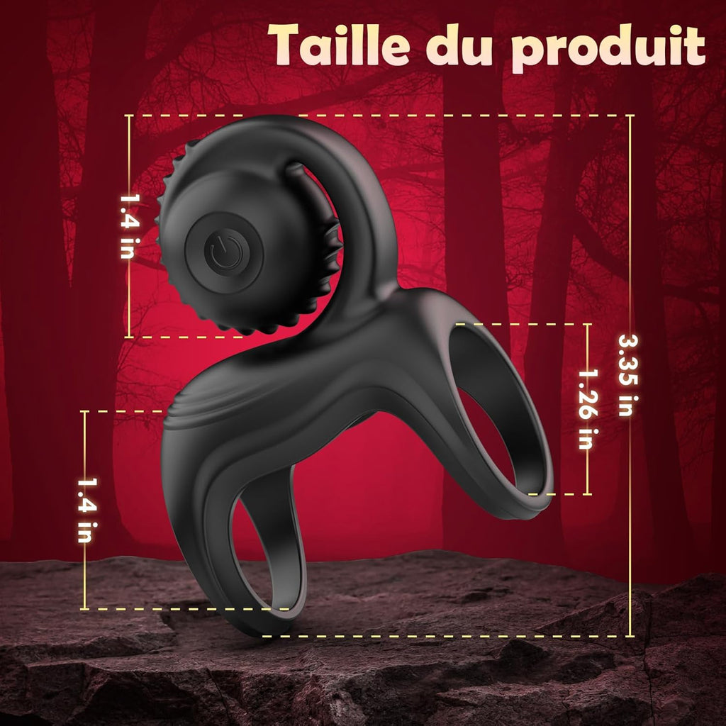 Anneau Penien - Anneau Homme Vibrant Sex Toys, Double Anneaux de Pénis Sex Toýs Couple Vibromasseurs pour Homme, Anneau Vibrant Pénis Homme avec 10 modes, Stimulateur Clitoridien pour Couple