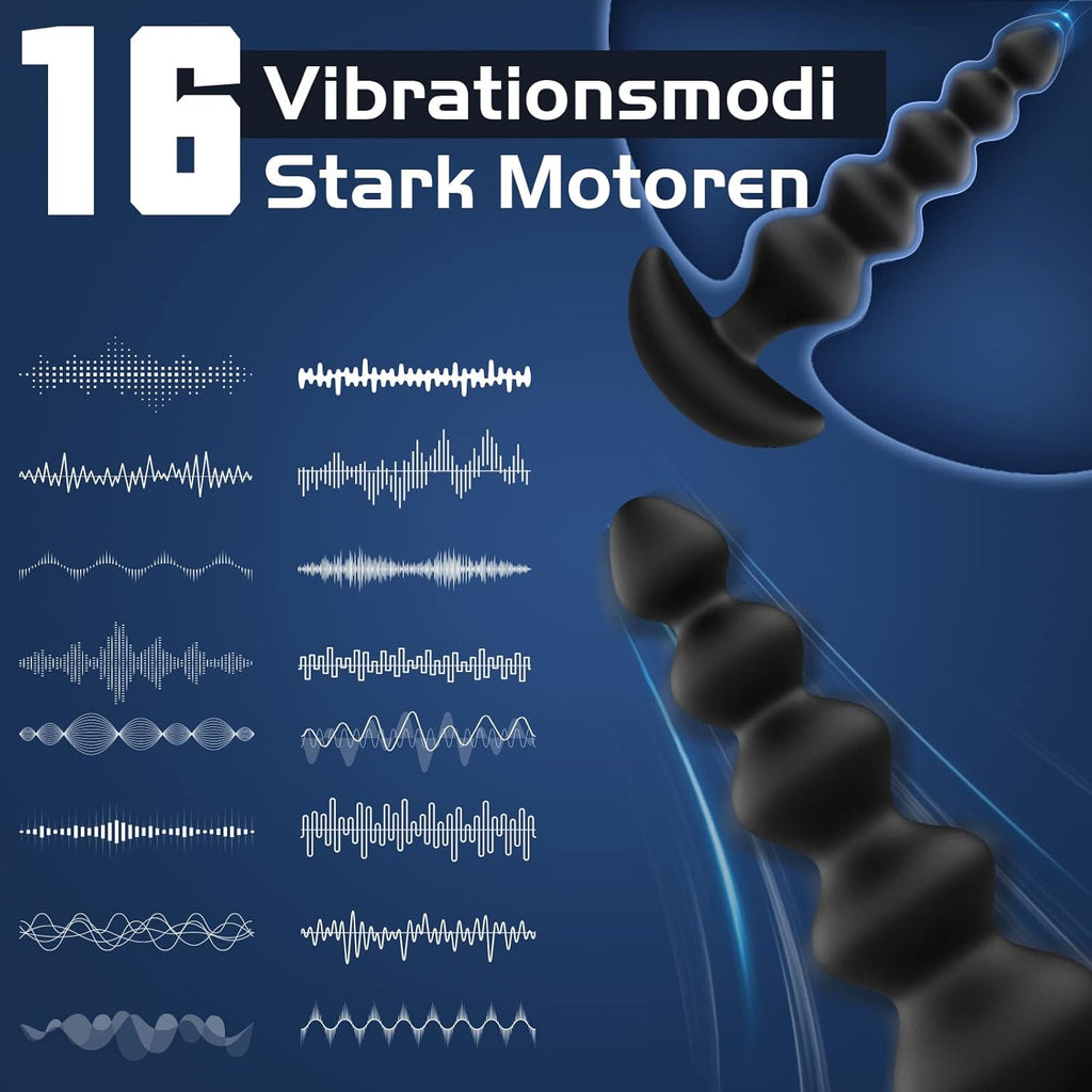 Vibromasseur anal pour débutants, Avec 16 modes de vibration et 5 perles anales de tailles et télécommande, jouets sexuels pour couples femmes hommes plug anal masseur stimulant