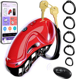 Cage de Chasteté Pénis Sex Toýs homme - Bondage SM avec Ceinture de Chasteté avec 5 Tailles Anneaux de Pénis 2 clés 1 serrure, Cock Chastity Cage Amovibles pour Empêcher L'érection Sex Toýs Couple