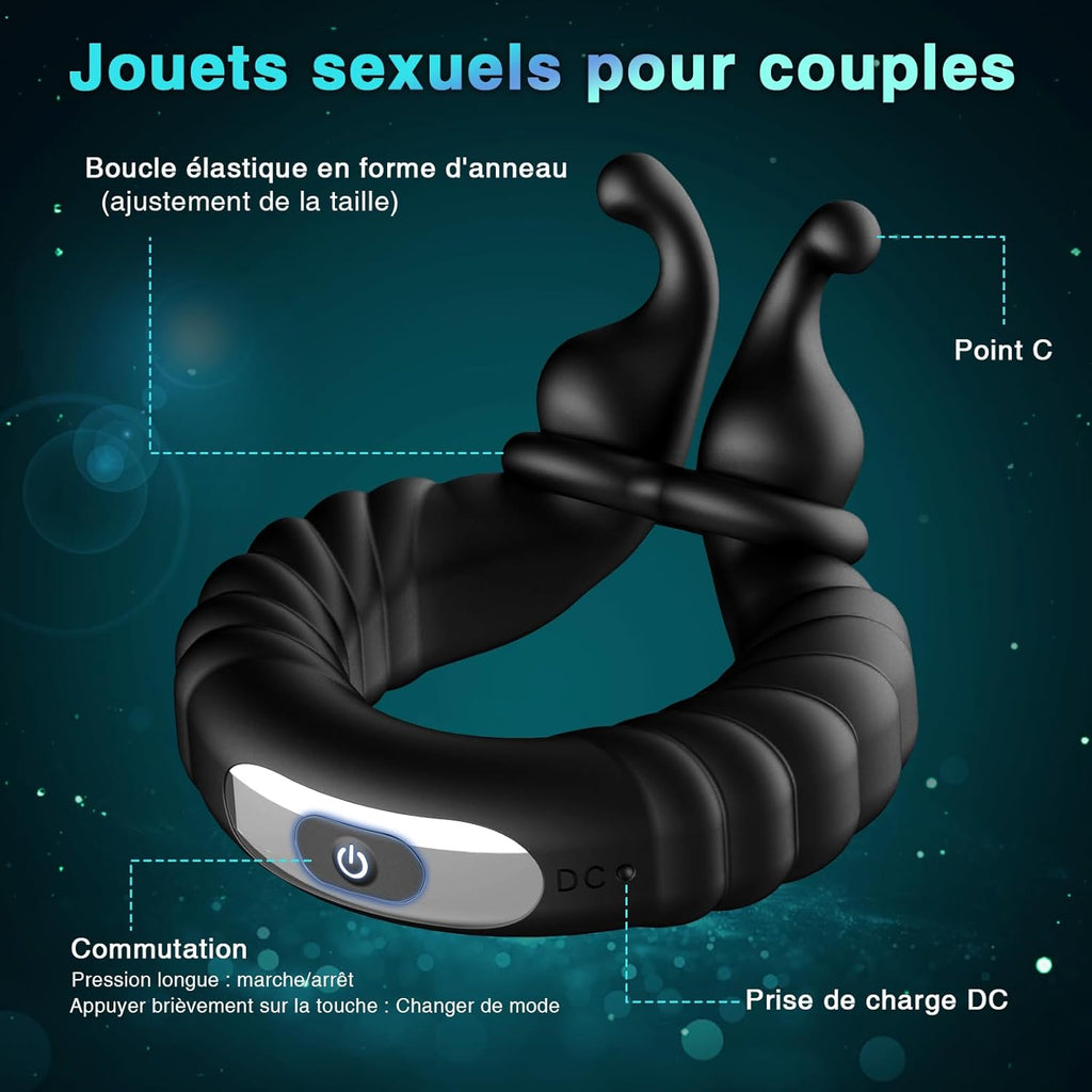 Sex Toys Anneau Penien - Anneau Homme Sextoyse Couple Plaisir, Anneau Vibrant Pénis Clitoridienne avec 10 Modes de Vibration, Anneaux de Pénis Sextoyse Homme Sex, Anneau Penien Sex Toyspour Pour Homme