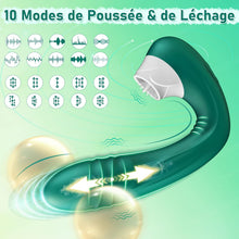 Charger l'image dans la galerie, Vibromasseur en Silicone Point G pour Femme,Clitoris Vibrator avec 10 Modes de Poussée et de Léchage,Étanche Jouets Sexuels Rechargeables avec Stimulation Anale pour Couple, Adultes