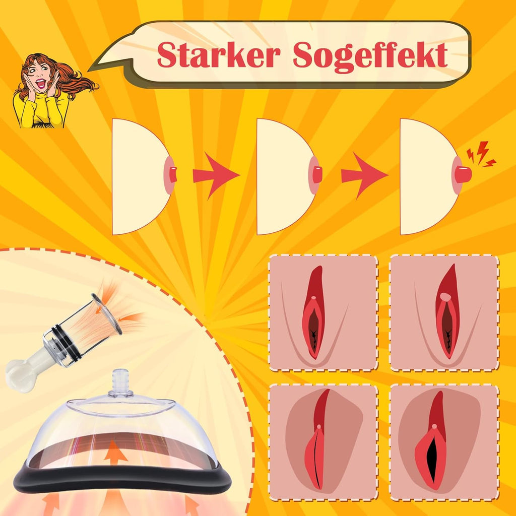 Pompe Vaginale et Tétonnière, Jouet Intime avec Ventouses Clitoridiennes – Pompe Teton, Stimulateur Clitoridien à Succion et Suceurs de Clitoris pour Femme/Couple, Sextoy BDSM Puissant
