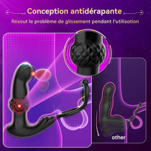 Charger l'image dans la galerie, Prostate Homme Plug Anale avec Anneau Pénien, Conception Antidérapante Sex Toys Anals Vibromasseur avec 7 Vibrant et Déplacement des Doigts, 3 EN 1 Plug Anal Gode Vibro-masseur Sex Toýs Homme Couple