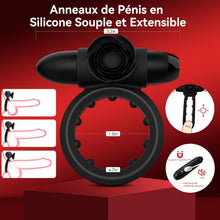 Charger l'image dans la galerie, Anneau Penien Vibrant Sex Toýs Homme Couple - Anneaux de Pénis avec Vibromasseur Bullet, Anneau Vibrant Pénis Homme avec 10 Modes de Vibration pour Stimulation Testicules Clitoris Sex Toys Couple