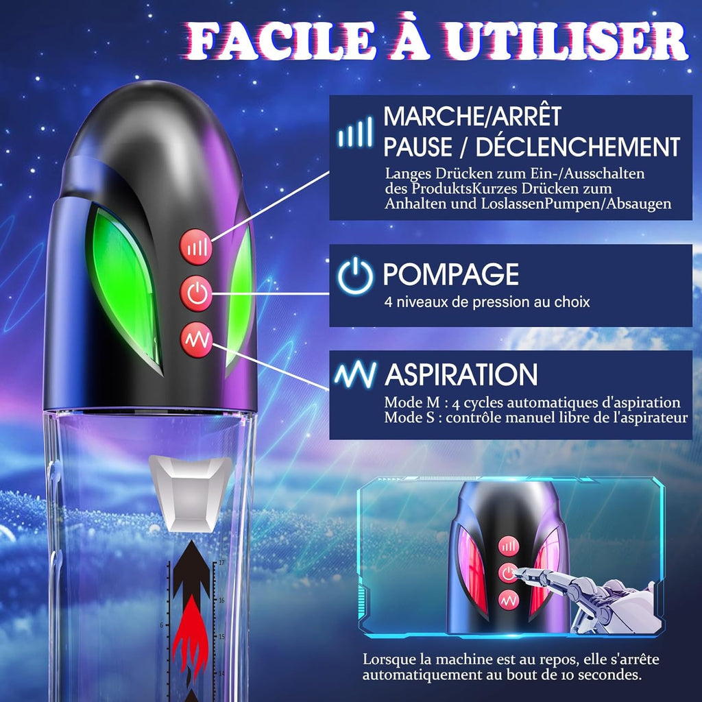 Pompe à Pénis Sex Toýs Homme - Pompe d'agrandissement du Pénis avec 4 Pression et 4 Modes D'aspiration,Pompe à Pénis Électrique Masturbateurs Masculins Sex Toys pour Hommes Pompe a Pénis pour Homme