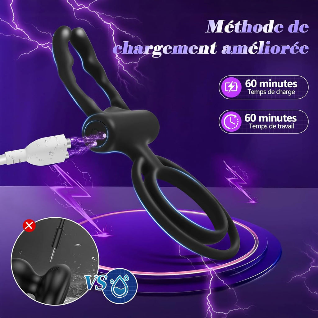 Anneau Penien - Anneau Homme Vibrant Sex Toýs Couple Vibromasseur, Femme Clitoridien Puissant - Rechargeable, prêt pour la douche et dure jusqu'à 60 minutes, 10 Modes de Vibration et Contrôle des APP