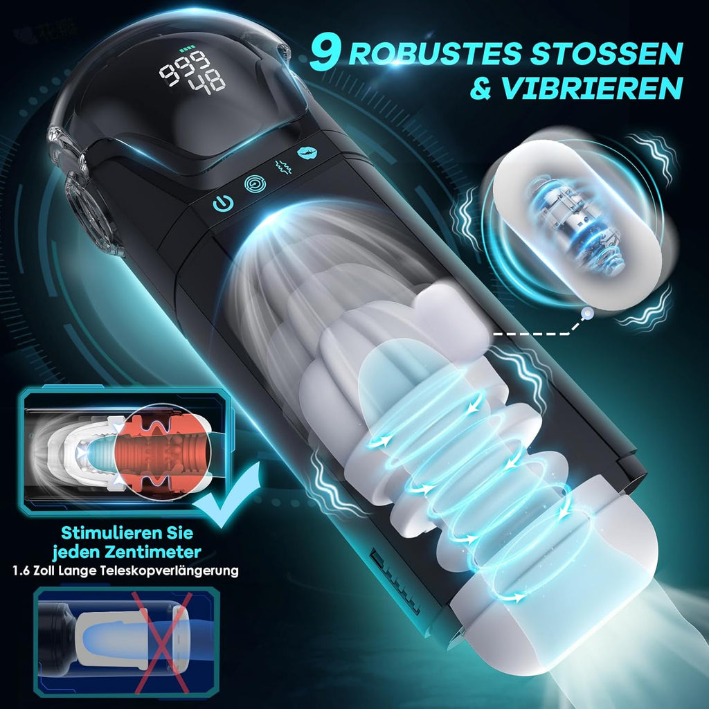 Masturbateurs Masculins 9 Sucer Pousser et Vibromasseurs, 3D Vaginette Ultra Réaliste Masturbâteur Homme Mains Libres, APP Sex Toýs Homme Pompes à Pénis Masturbeuse Masculin Sextoy