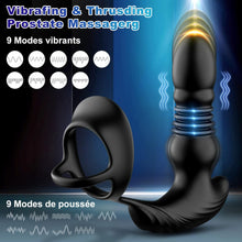 Charger l'image dans la galerie, Masseurs de Prostate Vibrant avec Anneaux de Pénis avec 9 Modes de Poussée &amp; de Vibration, zadicc Vibrateurs Anaux Télécommandé pour Jouets Sexuels pour la Stimulation Anale Couple,Étanche,