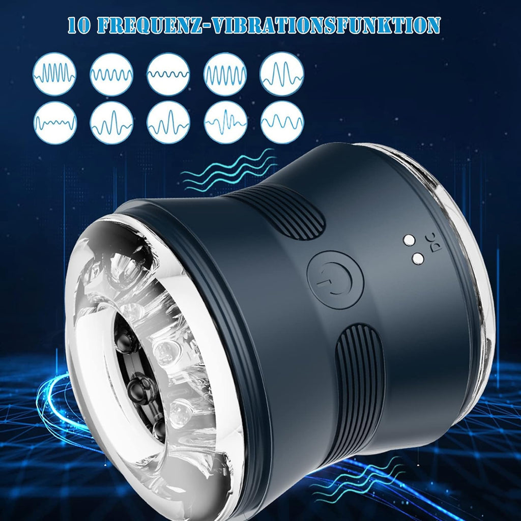 Sumeber Tasse de masturbation électrique avec 10 vibrations, masturbation hommes mains libres automatique sex toy pompe à pénis, hommes compact imperméable mains libres soufflage masturbation Cup