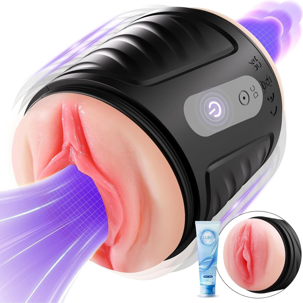 Masturbateurs Masculins Sex Toys Masturbeuse Homme, Masturbâteur Homme Mains Libres avec 7 Modes de Vibration, 2 Moteurs Masturbateur Vaginette Sextoy Homme