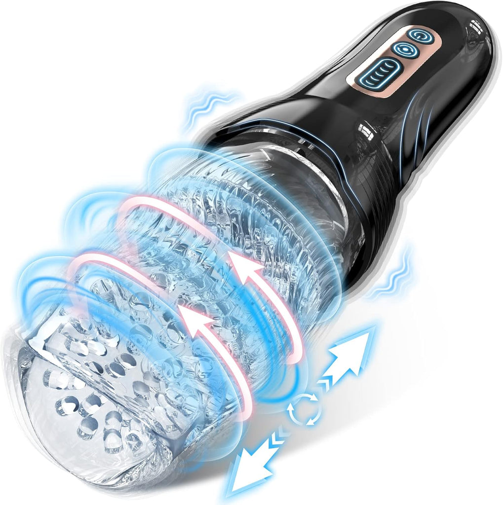 Masturbateurs Masculins Sex Toys,Masturbâteur Homme Mains Libres 10X5 Mode de Vibration & Rotation Télescopique,Vaginette Sextoyse Homme Sex Masturbateur Homme