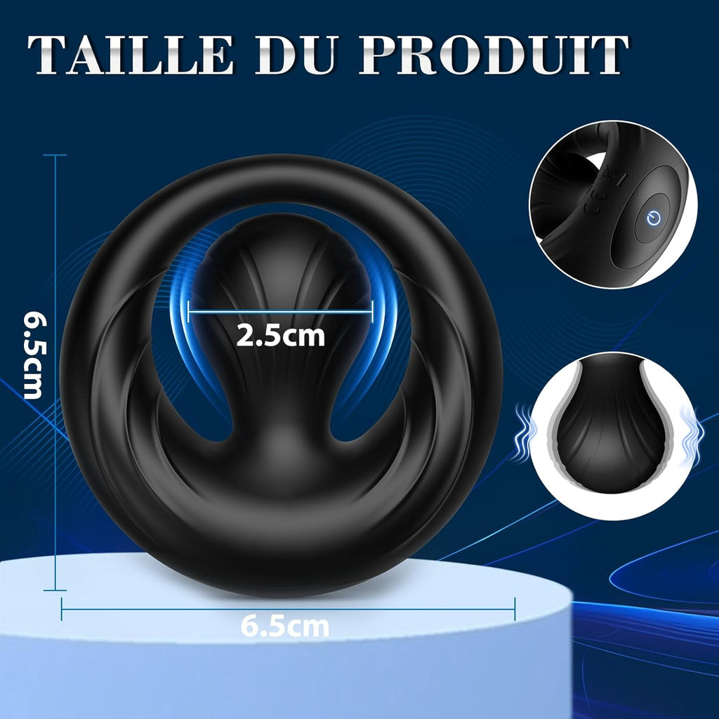 Anneaux de Pénis Vibrant Sex Toýs Homme - Anneau Vibrant Pénis Homme avec Vibrateur Boule Réglable 360° Anneau Penien - Anneau Hommes Sextoyse Couple Plaisir 10 Mode Vibromasseurs Pour HommeCockring