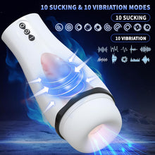 Charger l'image dans la galerie, Masturbateurs Masculins Sex Toýs Homme - Masturbateur Homme avec 10 Succion &amp; Vibration &amp; Échappement, Masturbâteur Homme Mains Llibres avec 3D Vaginette Ultra Réaliste, Sex Toys Homme