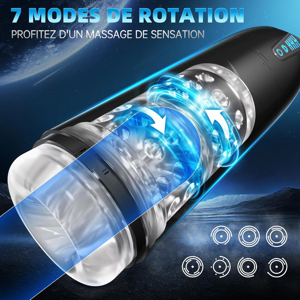 Masturbeuse Homme Sex Toys, Masturbateurs Masculins Mains Libres avec 7 Modes d'aspiration et 7 Modes de Rotation, Masturbateur Automatique Vaginette Ultra Réaliste Sextoyse Homme Sex Manuels