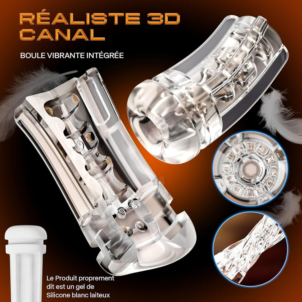 Masturbâteur Homme Sex Toýs Homme - Masturbâteur Homme Mains Libres mains libres 5 modes d'aspiration et 10 modes de vibration,Chauffage vaginal simulé en 3D pour les hommes,Masturbateurs Masculins