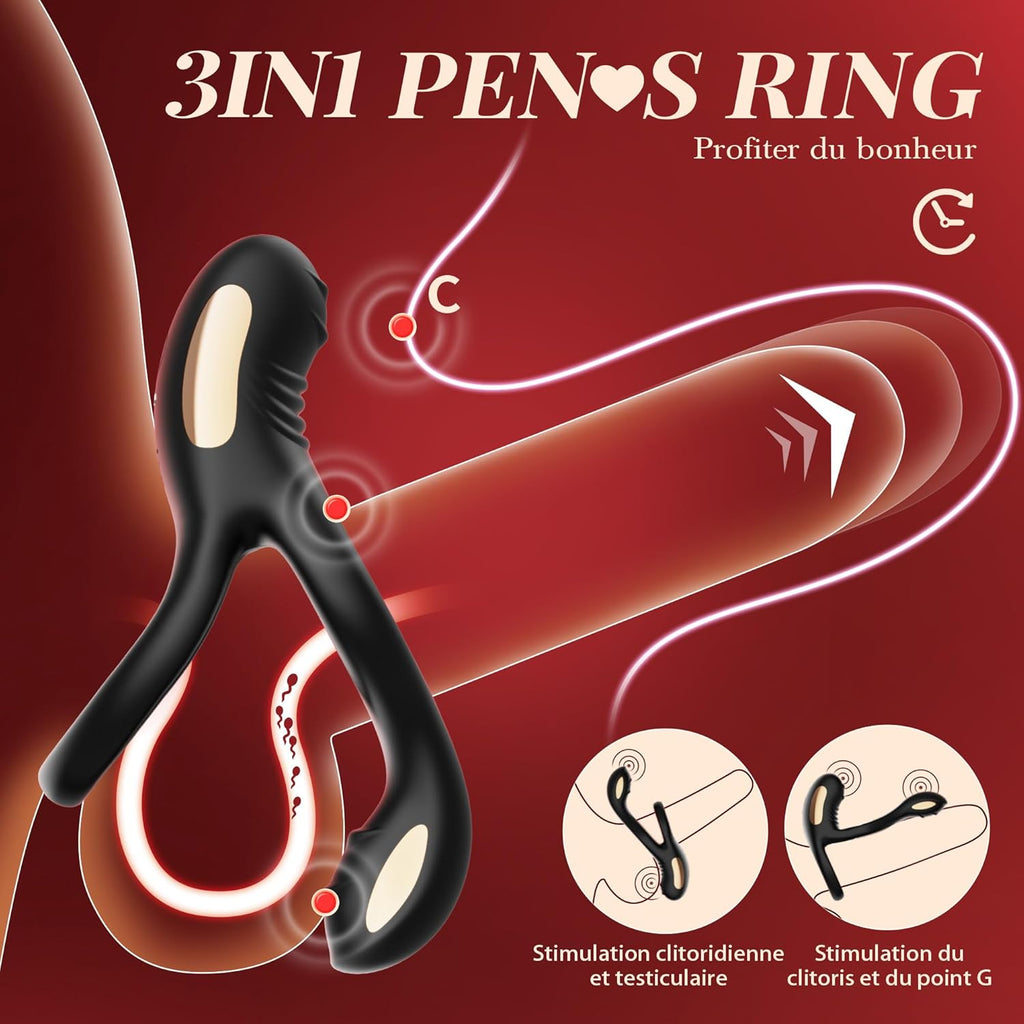 Sex Toys Anneau Penien - Anneau Homme Sex Toýs Couple Homme, Anneau Vibrant Pénis Clitoridienne Sextoyse Couple Plaisir 10 Modes Vibration, Anneaux de Pénis Sextoyse Homme Sex Jouet Sexualité Couple