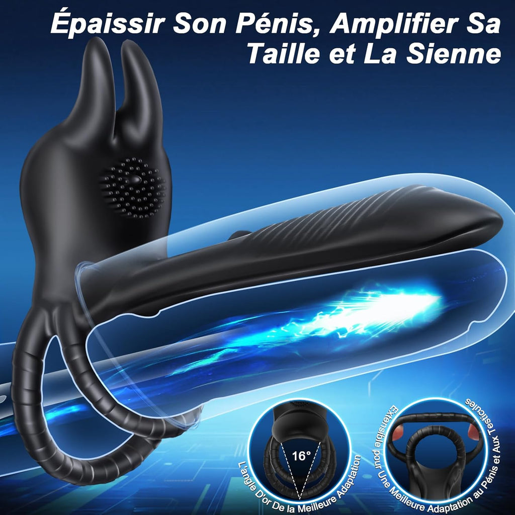 Anneau Homme Vibrant 4 in 1 Sextoy Anneau Vibrant Pénis Vibromasseur Clitoridienne 10 Modes Anneaux de Pénis Sextoyse Couple Plaisir Cockring Vibro Sex Toys