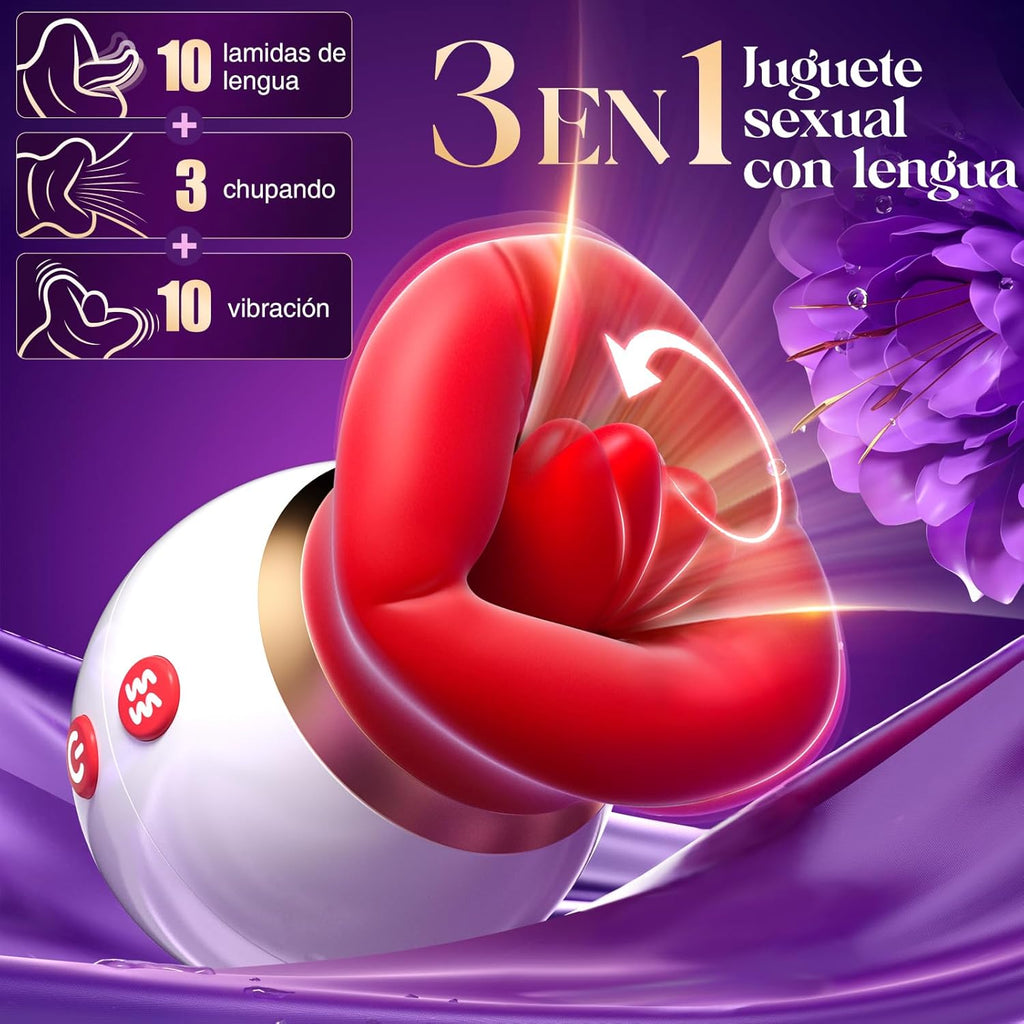Suceurs de Clitoris Vibromasseurs Feminin mit APP - Sex Toýs Femme Vibromasseur avec 3 Succion, Stimulateur Clitoridien Sex Toys 10 léchage de langue rotation à 360° Jouet Sexualité Couple Vibro