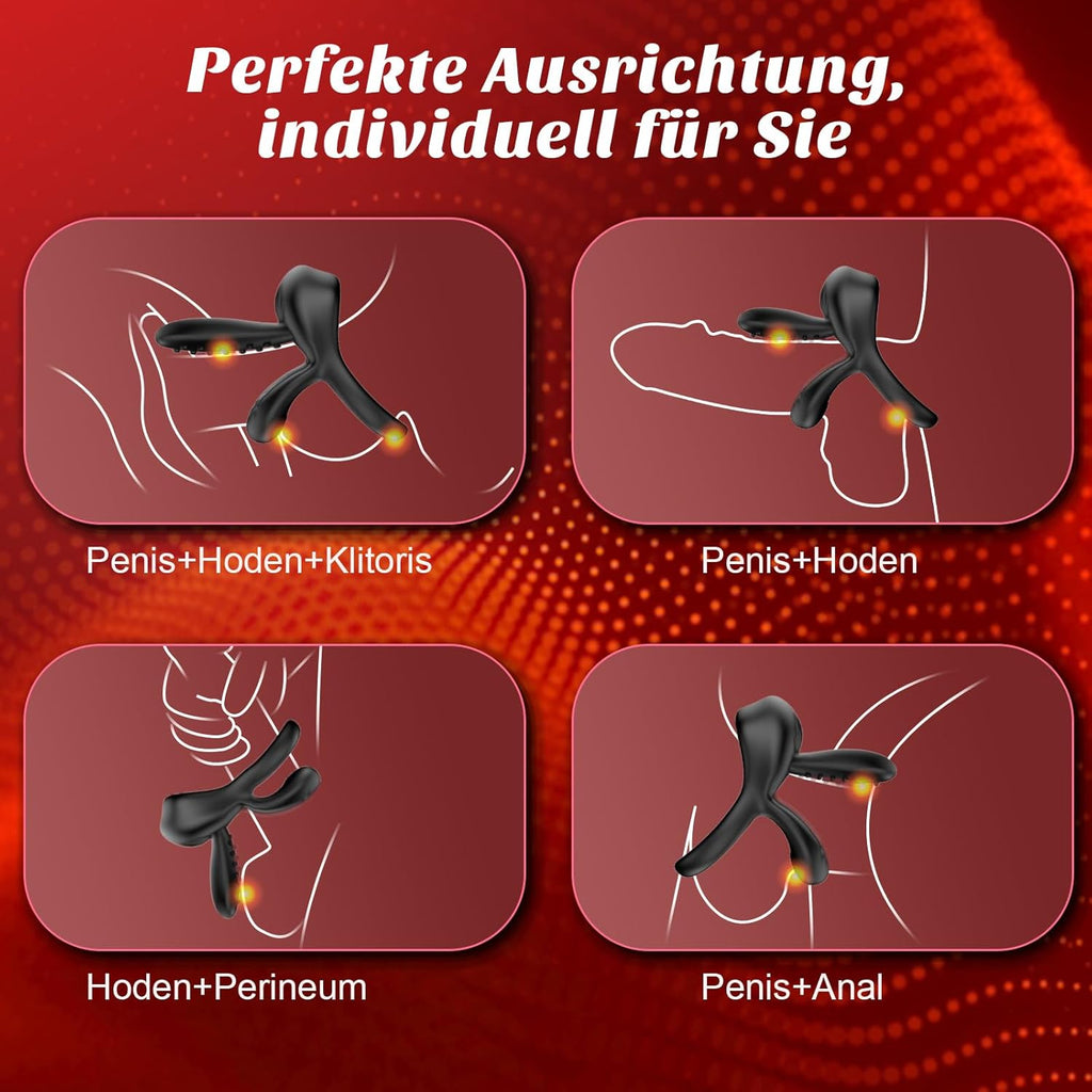 Double Anneau Penien - Anneau Homme Sex Toýs Homme, Anneau Vibrant Pénis Clitoridienne avec Vibromasseur à Langue Reglable, Cockring Sextoy Jouet Sexualité Couple avec Le Stimulateur du Périnée