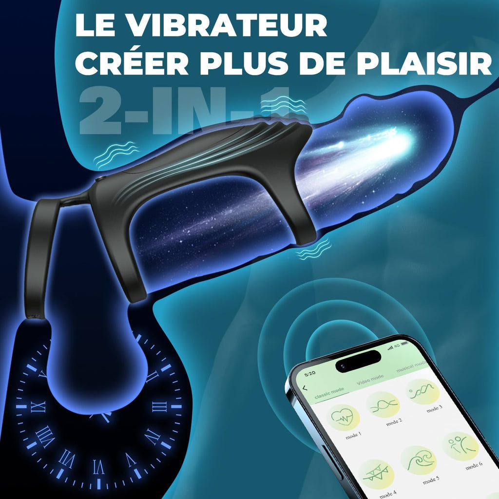 Anneaux de Pénis Sex Toys, Silicone Anneau Penien - Anneau Homme Vibrant avec 9 Modes de Vibration pour homme, Cockring Sex Toýs Couple à Distance, Jouets Pour Améliorer les Performances Sexuelles