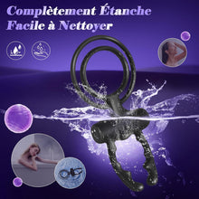 Charger l'image dans la galerie, Anneau Penien - Anneau Homme Vibrant Sex Toýs Couple Vibromasseur, Femme Clitoridien Puissant - Rechargeable, prêt pour la douche et dure jusqu'à 60 minutes, 10 Modes de Vibration et Contrôle des APP