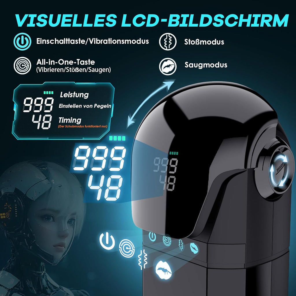 Masturbateurs Masculins 9 Sucer Pousser et Vibromasseurs, 3D Vaginette Ultra Réaliste Masturbâteur Homme Mains Libres, APP Sex Toýs Homme Pompes à Pénis Masturbeuse Masculin Sextoy