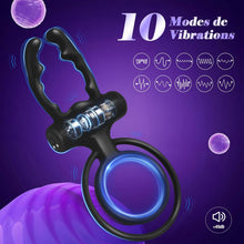 Charger l'image dans la galerie, Anneau Penien - Anneau Homme Vibrant Sex Toýs Couple Vibromasseur, Femme Clitoridien Puissant - Rechargeable, prêt pour la douche et dure jusqu'à 60 minutes, 10 Modes de Vibration et Contrôle des APP