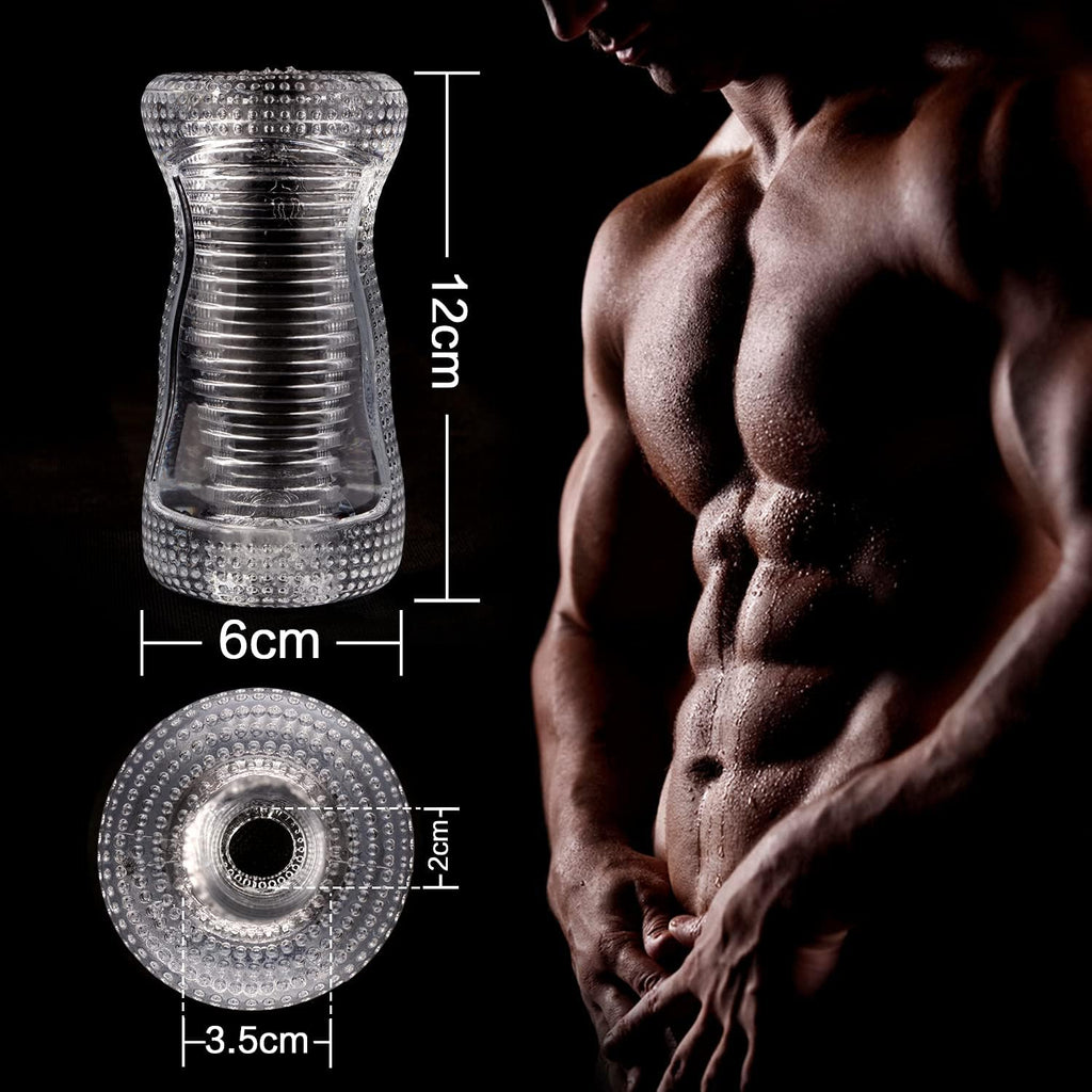 Masturbâteur pour Homme, Coupe du Masturbateur Masculin Transparent Érotiques Entraîneur de Pénis, Cavité Buccale Vaginal Texture 2 Trous Masturbâteurs Jouet Sexuel pour Homme