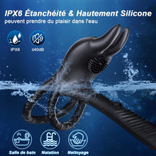 Charger l'image dans la galerie, Anneau Homme Vibrant 4 in 1 Sextoy Anneau Vibrant Pénis Vibromasseur Clitoridienne 10 Modes Anneaux de Pénis Sextoyse Couple Plaisir Cockring Vibro Sex Toys