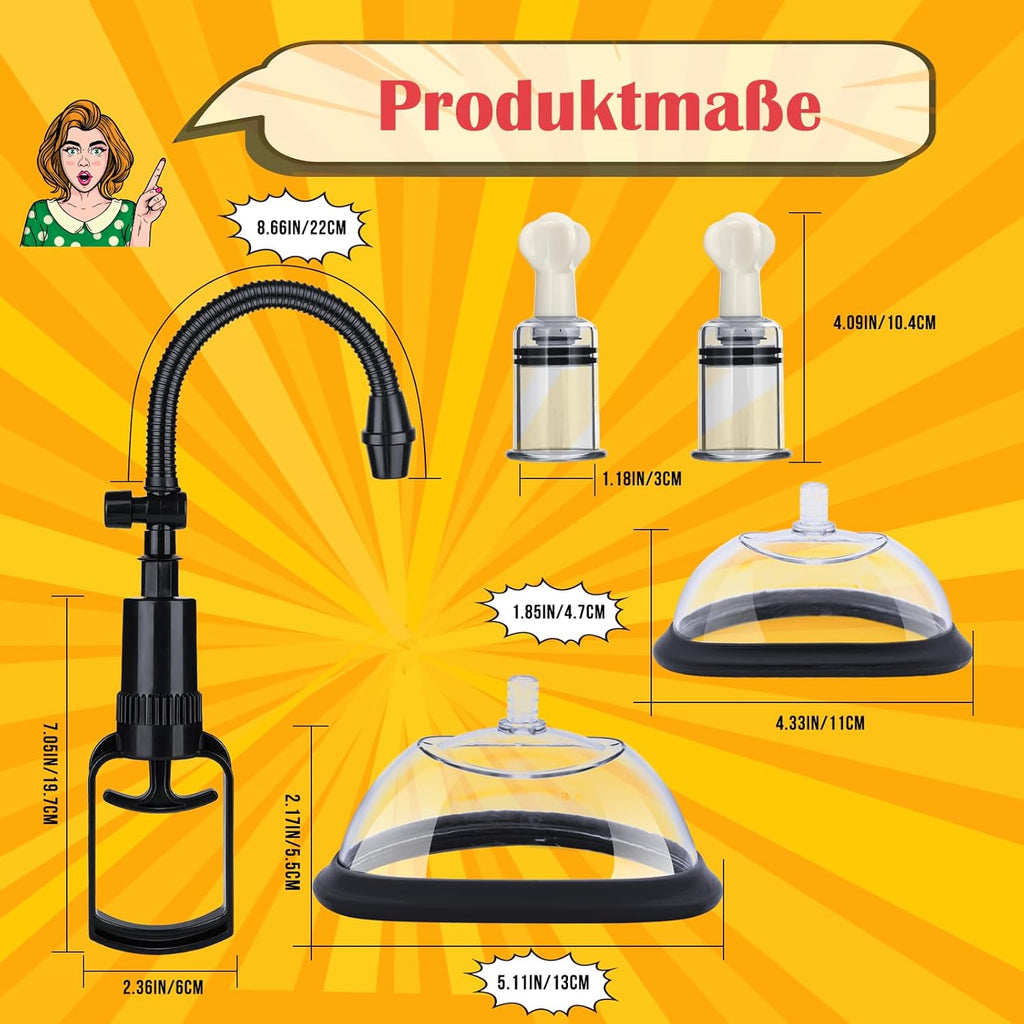 Pompe Vaginale et Tétonnière, Jouet Intime avec Ventouses Clitoridiennes – Pompe Teton, Stimulateur Clitoridien à Succion et Suceurs de Clitoris pour Femme/Couple, Sextoy BDSM Puissant