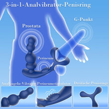 Charger l'image dans la galerie, Vibromasseur anal pour homme - 4 en 1 Stimulation de la prostate - Télécommande Perles anales Godemichet anal avec double anneau pénien 10 vibrations &amp; 3 modes rotation Masseur de prostate Plug anal