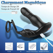 Charger l'image dans la galerie, 3 EN 1 Masseurs de Prostate Vibrant avec Anneau Pénien, Vibrateur Anal Télécommandé, Plug anal gode vibrateur avec 10 modes de poussée vibrant portabl Pour Couple