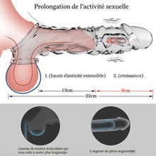 Charger l'image dans la galerie, Gaine pénienne BDSMYEE avec vibromasseur pour une extension de 9 cm, gaine pénienne, sextoy érotique pour hommes, manchons péniens, kit de sextoys pour hommes (transparent)