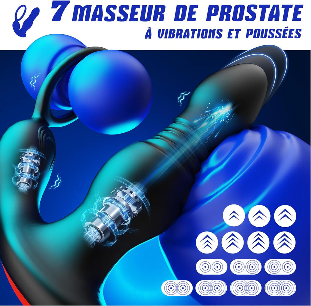 Sex Toys Anals Vibromasseurs, 3 EN 1 Masseurs de Prostate Vibrant Plug Anal Sextoy Homme Sex Stimulateur Gode Sex Toys avec Anneau Vibrant, AI-Chat APP Télécommandé Sex Toýs Jouet Sexualité Couple