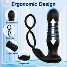 Charger l'image dans la galerie, 3 EN 1 Masseurs de Prostate sex toýs homme，vibromasseur avec Anneau Pénien, extenseur homme Télécommandé, Plug anal gode vibrateur avec 9×9 modes de poussée vibrant portabl Pour Couple sex toys