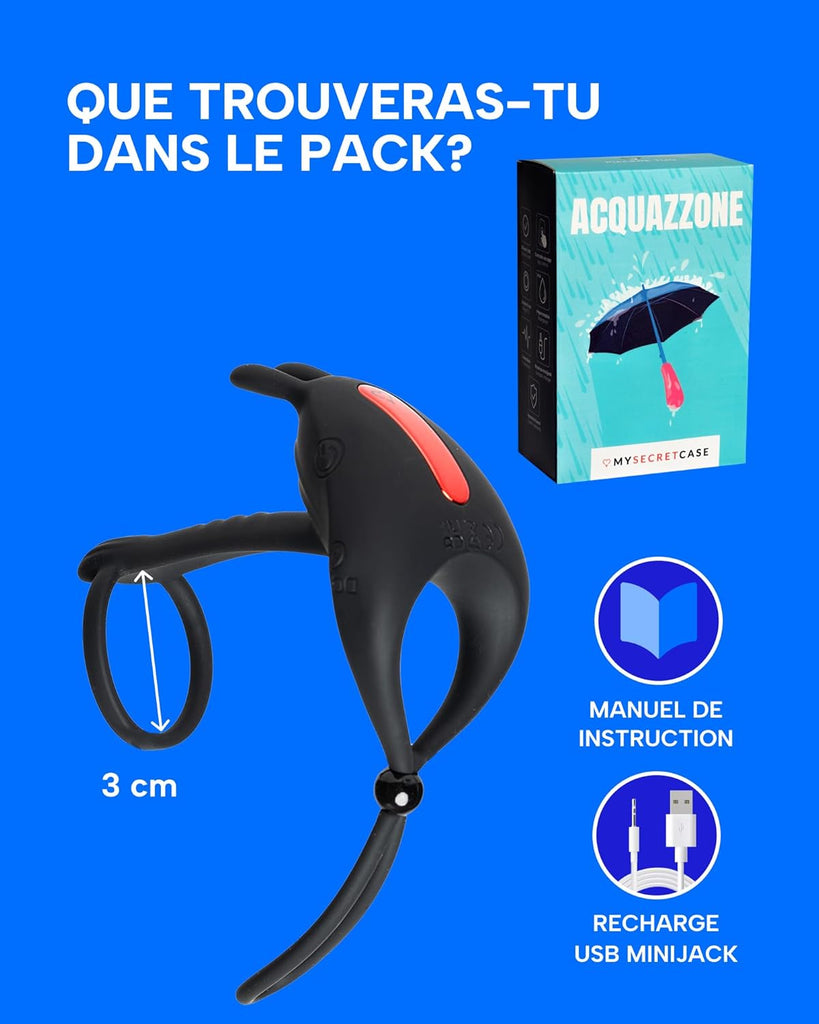 MySecretCase anneau pénien vibrant – cockring homme, vibromasseur pénien, sextoyse clitoridienne, plaisir sexuel couple, orgasme, sexetoy adulte, stimulation pénis, testicules