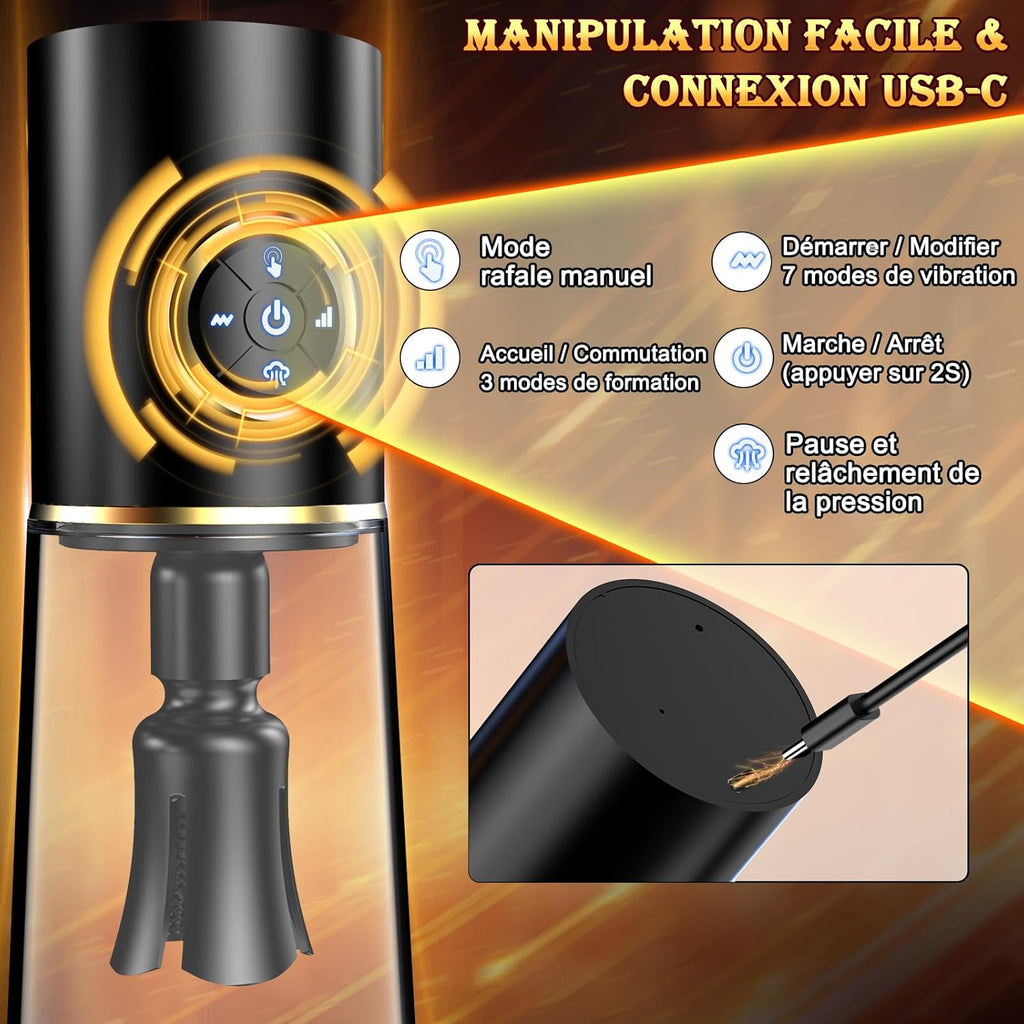Sex Toýs Homme Pompe a Pénis - Sextoy Automatique Masturbateur pour Masturbeuse Masculins Mains Libres, Vaginette Réaliste Jouet Adulte, Extenseur & Agrandir le Pénien Vibromasseurs avec 3 + 7 Modes