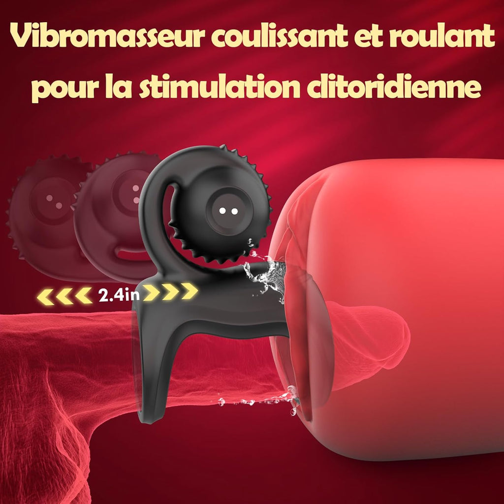 Anneau Penien - Anneau Homme Vibrant Sex Toys, Double Anneaux de Pénis Sex Toýs Couple Vibromasseurs pour Homme, Anneau Vibrant Pénis Homme avec 10 modes, Stimulateur Clitoridien pour Couple