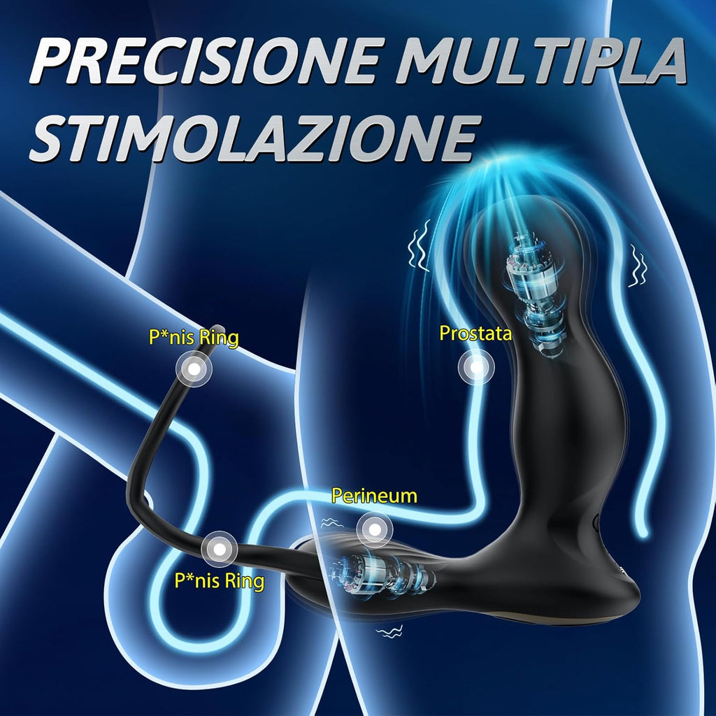 3 EN 1 Masseurs de Prostate Vibrant avec Anneau Pénien, Sex Toys Vibromasseurs Homme à Distance avec Télécommandé App, Plug Anale Gode Vibro-masseurs avec 10 Modes de Poussée Vibrant pour Couple