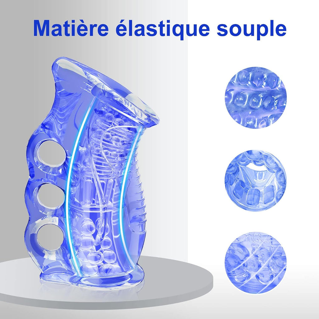 Trainer D'Endurance en Silicone Bleu Doux avec Plusieurs Petits Trous pour Une Prise Facile De L'éQuipement De Remise en Forme