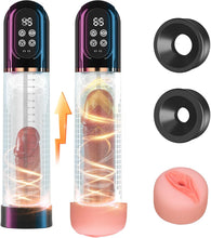 Charger l'image dans la galerie, Pompe à Pénis Sex Toys Homme Masturbeuse, Jouet Adulte pompe à vide électrique pour pénis avec chatte de poche 4+3 modes d'aspiration, Sextoy Pompe à Vide Extender avec 2 anneaux en silicone