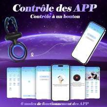 Charger l'image dans la galerie, Anneau Penien - Anneau Homme Vibrant Sex Toýs Couple Vibromasseur, Femme Clitoridien Puissant - Rechargeable, prêt pour la douche et dure jusqu'à 60 minutes, 10 Modes de Vibration et Contrôle des APP
