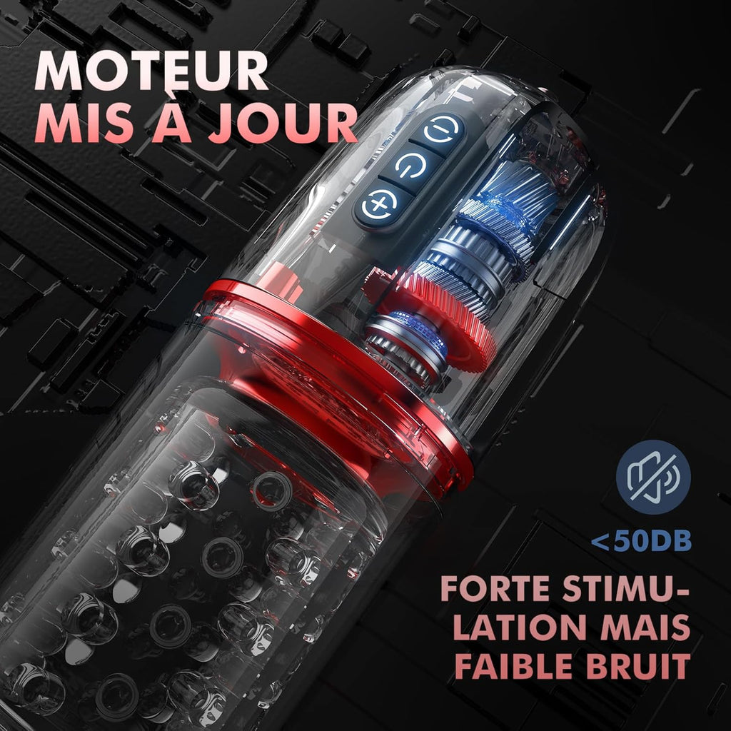 Masturbâteur Homme Mains Libres Vibromasseur Sextoy Homme, 7 Télescopiques & Rotation Masturbateur Automatique Masculin Sextoyse Homme Sexmasturbâteur, 3D Soft Vaginette Masturbâteur Succion Sex Toys