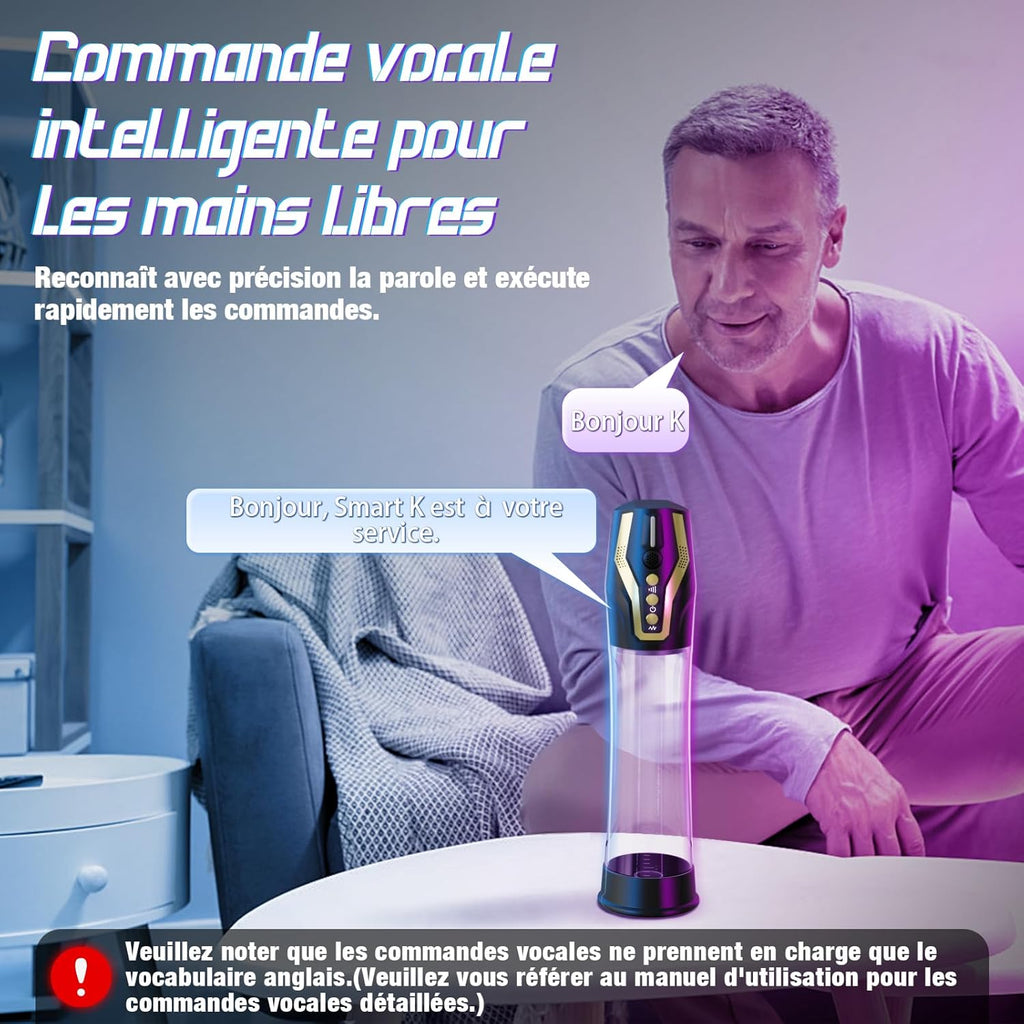 Pompes à Pénis Vaginette Masturbateur Automatique - Contrôle Vocal Pompe Penis Sex Toýs Homme avec 4 Modes d'aspiration & 4 Modes de Pompage, Masturbateurs Masculins Pompe a Penis Masturbeuse Homme